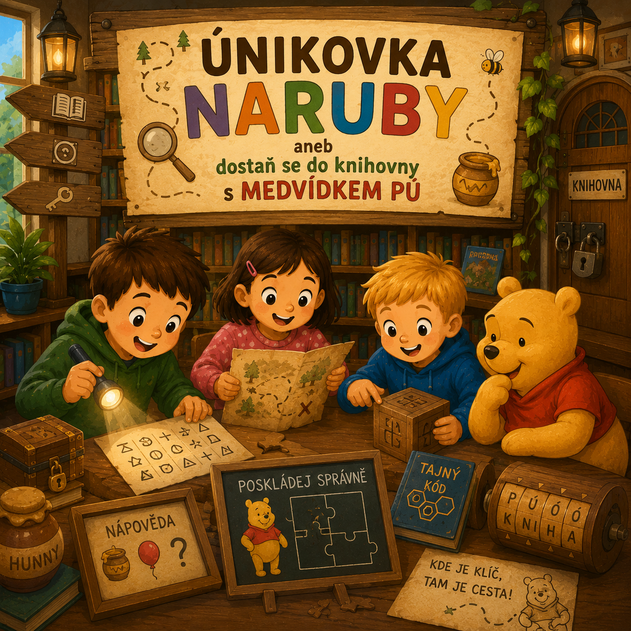ÚNIKOVKA NARUBY aneb dostaň se do knihovny s MEDVÍDKEM PÚ